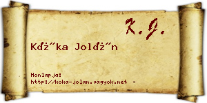 Kóka Jolán névjegykártya