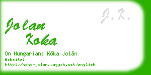 jolan koka business card